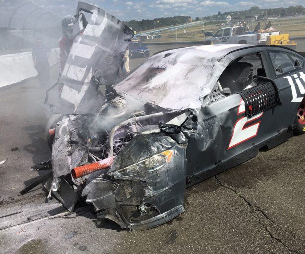 Photo brad keselowski wrecks during testing