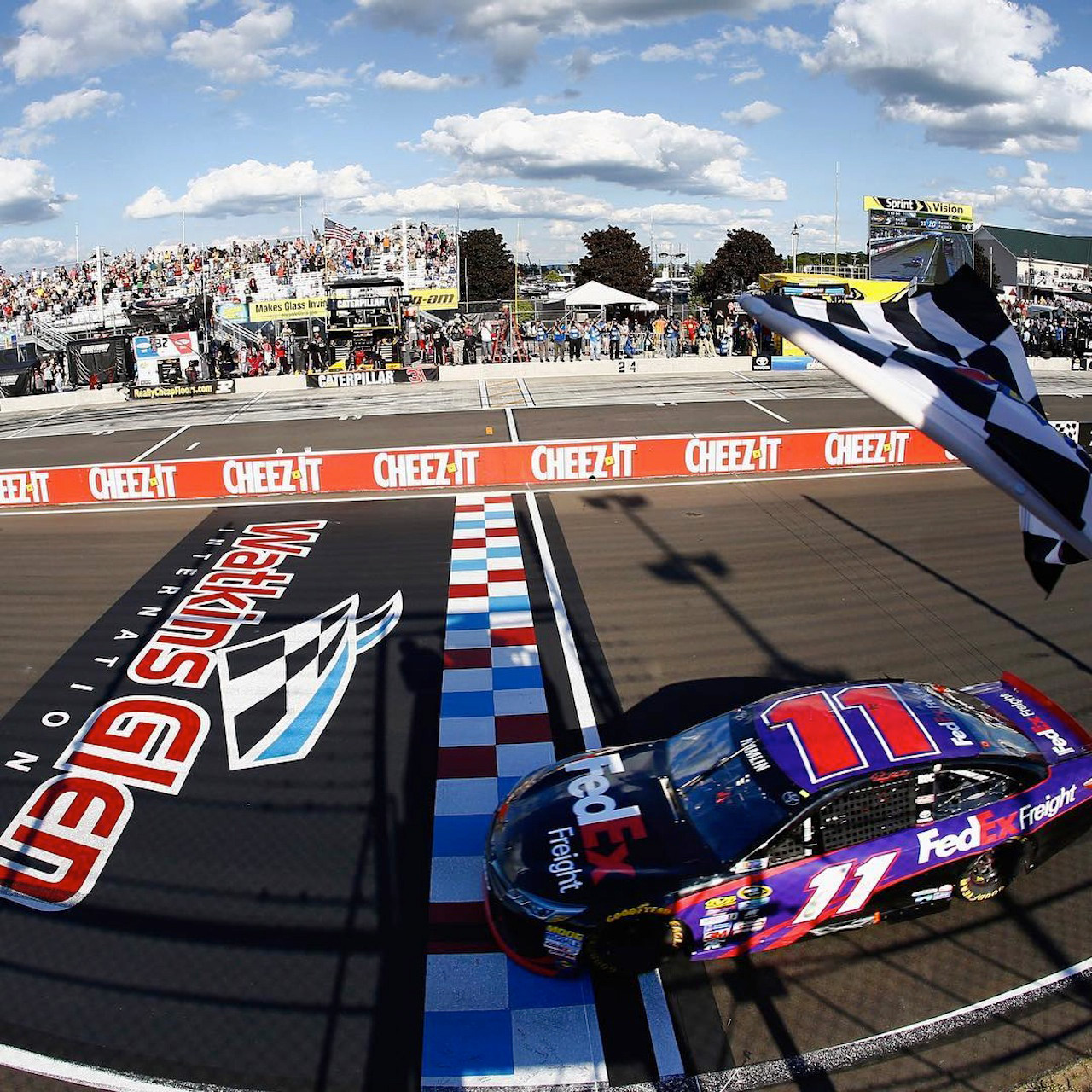 Last lap watkins glen denny hamlin win